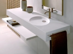 Plan vasque lavabo PMR, adaptée aux personnes à mobilité réduite, L. 80 à 200 cm x P. 46 à 80 cm, résine composite de haute qualité, Finition lisse blanc, Livraison Offerte.